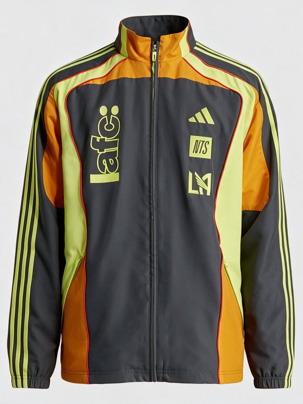 Adidas LAFC NTS Track Jacket Full Zip Grey Orange Neon Yellow Men's